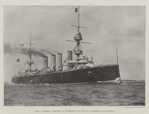 HMS Powerful vendte tilbage til Portsmouth med Naval Defenders of Ladysmith af English Photographer