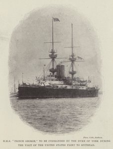 HMS Prince George, der skal ledes af hertugen af York under besøget af den amerikanske flåde i Spithead af English Photographer