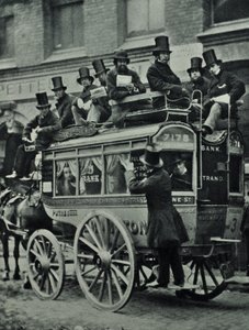 Hestetrukket omnibus fra London Bridge Railway med passagerer, 1880 af English Photographer