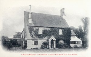 Hus i landsbyen Long Marston, Gloucestershire, hvor kong Charles II blev skjult efter sin flugt efter hans hærs nederlag i slaget ved Worcester af English Photographer