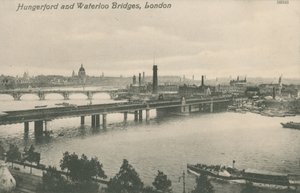 Hungerford og Waterloo Bridges, London af English Photographer