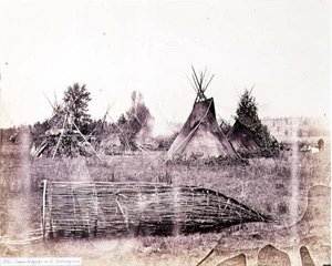 Indian Lodges on the Kootenay River, fotograferet af Royal Engineers on the Forty-Ninth Parallel (sepia foto) af English Photographer