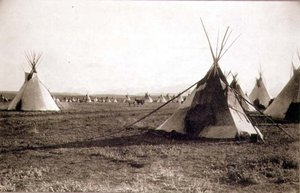 Indiske telte, fotograferet af Royal Engineers på den 49. parallel (sepia-foto) af English Photographer