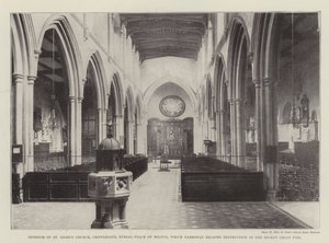 Interiør af St Giles Church, Cripplegate, Burial-Place of Milton, som med nød og næppe undslap ødelæggelsen i den seneste store brand af English Photographer