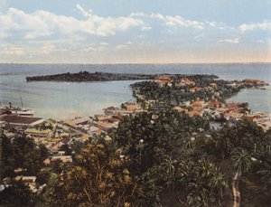 Kingston, Jamaica: Port Antonio set i fugleperspektiv (farvefoto) af English Photographer