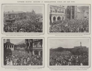 Ladysmith lettet, glædes ved Pietermaritzburg, Durban og Cape Town