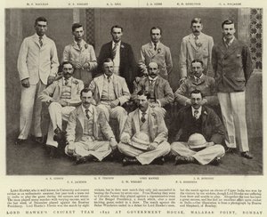 Lord Hawkes Cricket Team 1892 i Government House, Malabar Point, Bombay