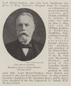 Lord Mount-Stephen, Munificent Donor til King Edwards Hospital Fund