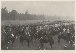 Lord Roberts ved Aldershot den 25. november, den øverstkommanderende inspicerer beredne tropper før deres afgang til Sydafrika af English Photographer