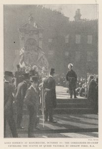 Lord Roberts i Manchester den 10. oktober, den øverstkommanderende afslører statuen af dronning Victoria af Onslow Ford, RA af English Photographer