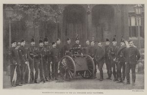 Maskingeværløsning af de 22. Middlesex-riflefrivillige af English Photographer