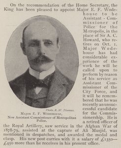 Major EF Wodehouse, ny assisterende kommissær for Metropolitan Police af English Photographer