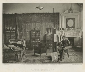 Marcus Stone i hans Melbury Road Studio af English Photographer