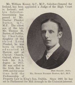 Mr. Dunbar Plunket Barton, QC, MP af English Photographer