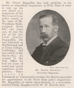Ernest Baggallay, ny politidommer af English Photographer