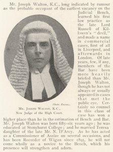 Joseph Walton, KC, ny dommer ved High Court af English Photographer