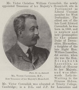 Hr. Victor Cavendish, MP, Ny Kasserer for Hendes Majestæts Husstand af English Photographer