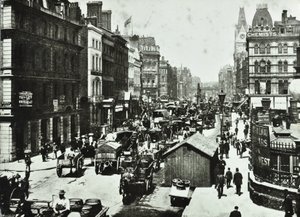New Bridge Street, med udsigt til Ludgate Circus, City of London, 1890 af English Photographer