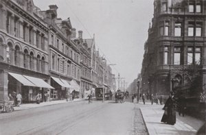 Newcastle, Grainger Street, West (s/h-billede) af English Photographer