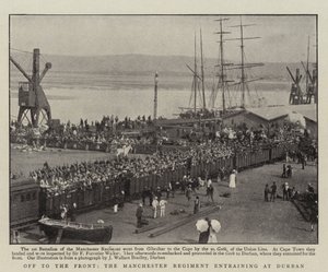 Ud til fronten, Manchester-regimentet, der medriver i Durban af English Photographer