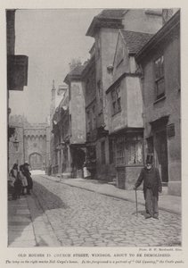 Gamle huse i Church Street, Windsor, ved at blive revet ned af English Photographer