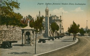 Pilgrim Fathers Memorial, Western Shore, Southampton. Postkort sendt i 1913. af English Photographer