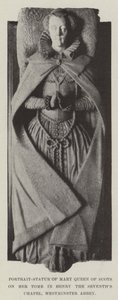 Portræt-statue af Mary Queen of Scots på hendes grav i Henry the Sevenths Chapel, Westminster Abbey af English Photographer