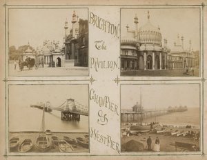 Postkort med billeder, der viser udsigt over Brighton af English Photographer
