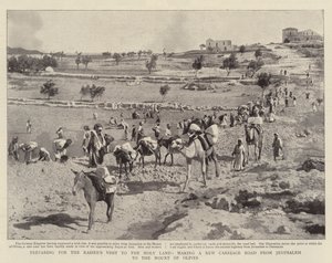Forberedelse til kejsernes besøg i det hellige land, lav en ny vognvej fra Jerusalem til Oliebjerget af English Photographer
