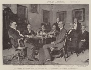 Præsident McKinley og hans kabinet i Executive Mansion, Washington af English Photographer