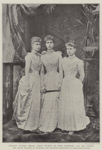 Prinsesse Victoria Melita, storhertuginde af Hesse-Darmstadt, og hendes søstre, kronprinsessen af Rumænien og prinsesse Alexandra af Sachsen-Coburg-Gotha af English Photographer