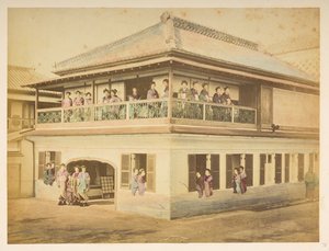 Prostituerede på Shinpuro Bordel, Takashima-cho, Yokohama, Fotograf: Stillfried, Raimund von Lucas Collection: Fotografisk optegnelse af Charles James og Morton P, Lucas