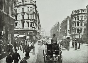 Queen Victoria Street, med udsigt mod øst fra Queen Street, City of London, 1890 af English Photographer