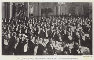 Dronningens fødselsdagsbanket for de kongelige warrantindehavere i Whitehall Rooms, Hotel Metropole af English Photographer