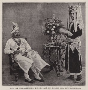 Raja Sir Wakhatsinghi, KCIE, og hans ældste søn, brudgommen af English Photographer