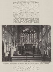 Restaurering af kirken, Stratford-on-Avon, kancelliet, med Shakespeares grav af English Photographer