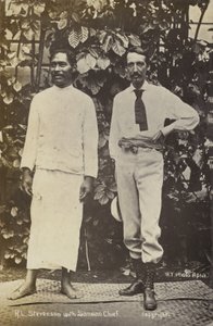 Robert Louis Stevenson med en samoansk høvding af English Photographer