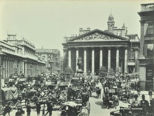 Royal Exchange, Threadneedle Street, City of London, 1890 af English Photographer