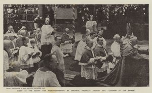 Scene ved Laying the Foundation-Stone af kardinal Vaughan, læser de helliges litanier af English Photographer