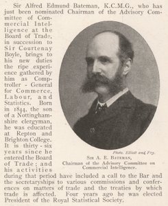 Sir A E Bateman, formand for det rådgivende udvalg for kommerciel efterretning af English Photographer