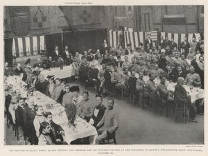 Sir Redvers Bullers svar til sine kritikere, generalen og Sir Howard Vincent ved frokosten til Queens Winchester Rifle Volunteers, 10. oktober af English Photographer