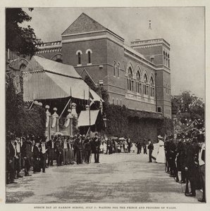 Taledag på Harrow School, 7. juli, venter på prinsen og prinsessen af Wales af English Photographer