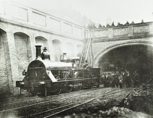Stafford Street, eksperimentelt lokomotiv, 1862 af English Photographer