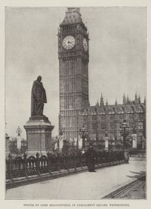 Statue af Lord Beaconsfield, på Parliament Square, Westminster af English Photographer