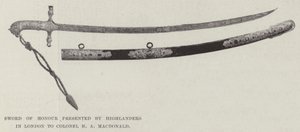 Æresværd overrakt af Highlanders i London til oberst H A MacDonald af English Photographer