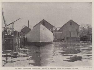 America Cup-forsvareren, forfatningen, fartøjets stævner og butikken, hvor hun blev bygget af English Photographer