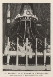 Årsdagen for mordet på kong Humbert, katafalken i Pantheon i Rom af English Photographer