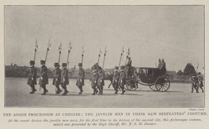 Assize Procession i Chester, Javelin Men i deres nye Beefeaters-kostume af English Photographer