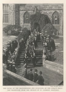 Court of the Brotherhood and Guestling of the Cinque Ports, procession fra Church of St Clement, Hastings af English Photographer