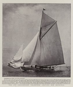 Cup Challenger Shamrock forlader sine Moorings af English Photographer